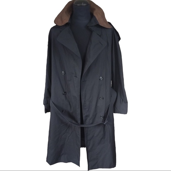 London Fog Black Trench Coat - Picture 1 of 9